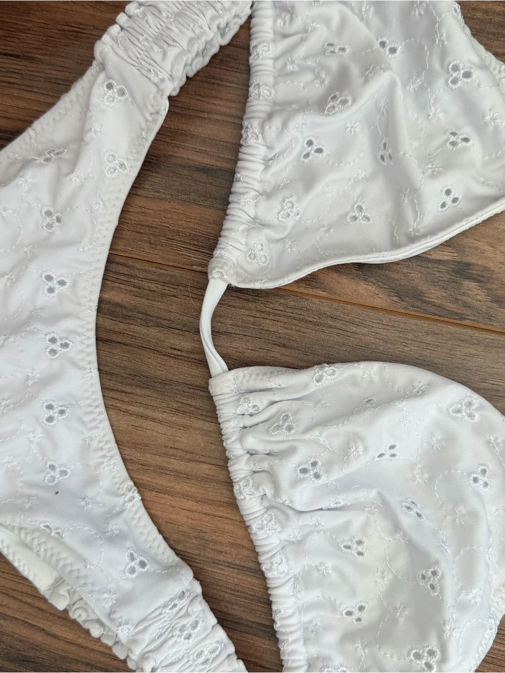 Frankie's Bikinis White Eyelet Triangle Bikini Set